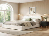 Artiss Double Bed Frame and Bedside Table Set Boucle Beige with Headboard Black Nightstand BFRAME-SET-DARA-SCAN-BS01