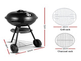 Grillz BBQ Grill Charcoal Smoker BBQ-AGRILL-ST-REBK