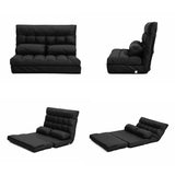 Lounge Couch Sofa Bed Double Seat Leather GEMINI BLACK V274-FT-LS0713-BK