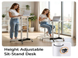 Artiss Mobile Lectern Stand, Adjustable Sit-to-Stand Presentation Podium w/ Wheels White LPS-HY04-125-WH