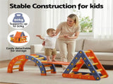Keezi Kids Climbing Frame Set With Slide Indoor Outdoor Toddler Toys Pikler Triangle Climber With KCS-SLIDE-2IN1-OG