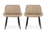 Artiss 2x Dining Chairs Retro PU Leather Kitchen Lounge Cafe Accent Chair Khaki DINC-K-2602-BRX2