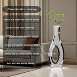 30-Inch Tall Double Sided Crushed Diamond Floor Vase Large Mirrored Silver Crystal Dcor V767-HP-ZZ1872
