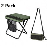Green 2 Pack Portable foldable stool with a crossbody strap - High Carbon Steel Frame and Oxford V888-ELOSUNG56186-3