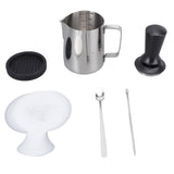 Latte Art Tools Set Milk Frother Cup with Latte Art Pen Coffee Tamper Tamping Mat 16 Coffee Stencils V1294-YM0901-3118250014911