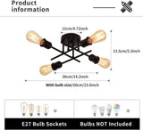 Industrial Semi Flush Mount Chandelier, Black V178-39661