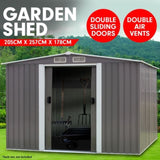 Garden Shed Spire Roof 6ft x 8ft Outdoor Storage Shelter - Grey GSS-BSW-68N-GY