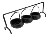 Witch Cauldron Set 3 Candy Serving Bowls Plastic Witch Cauldron On Rack Party Decoration V1294-YM0901-3118240197211