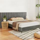 Artiss Bed Frame Queen Size Velvet Grey LOTT BFRAME-K-LOTT-Q-GY-ABCD