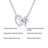 Elegant Dual Heart Moissanite Pendant Necklace in Sterling Silver, Featuring a Sparkling 8x8mm Eight V1341-ZY-VXR5QYDA-MOISSANITE-PREMIUMS925