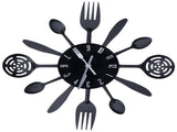 Black Kitchen Wall Clock Removable Modern Cutlery Kitchen Spoon Fork Wall Clock Home Decoration V1294-YM0523-3115210218311