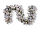 Christabelle 2.74m Alpine Snow Christmas Garland Pre Lit Multi Function LED Timer Flocked Pine 112_WFLAS274