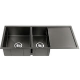 Cefito Kitchen Sink 100X45CM Stainless Steel Basin Double Bowl Nano Black SINK-BLACK-10045
