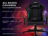 Overdrive Gaming Chair, with Bluetooth Speakers, RGB LED Lights, Reclining Game Armchair, Black V219-OFFGCROV5BKA