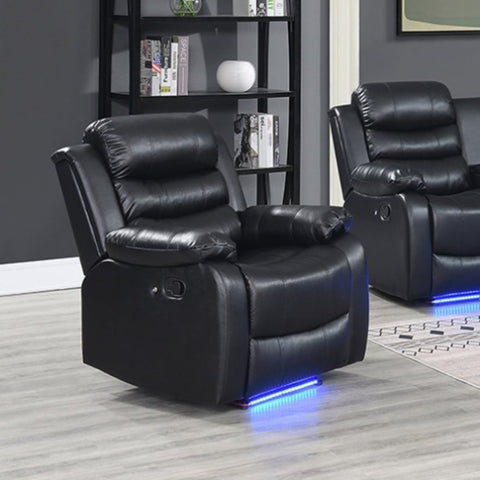 Chelsea 3R+1R+1R Seater Finest Leatherette Recliner Feature Console LED Light Ultra Cushioned V43-SET-CHLS-3-1-1-BL