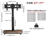 37-75 Inch Electric Height Adjustable Rolling TV Stand - Motorized Floor Mount with Remote Control, V767-U-Z1876-AU