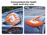 Orange 21&deg Curved Car Wash Mop and Snow Scraper with 180&degRotating Detachable Pole & 2 x Extra Large V888-ELOSUNG52116