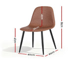 Artiss 4x Dining Chairs Retro PU Leather Kitchen Lounge Cafe Accent Chair Brown DINC-B-B04-BRX4
