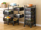 CARLA HOME Metal 5-Tier Rolling Vegetable and Fruit Basket Cart Stand for Kitchen & Storage LSB-36270