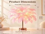 Ostrich Feather Table Lamp White, 80 Hand-Woven Natural Feathers, 3 Colour Temperature Touch V1197-JD-093001