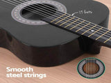 Alpha 38 Inch Classical Acoustic Guitar with Folding Stand Capo and String Set Black GUITAR-D-38F-BK-CAPO