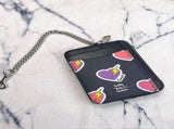 2 Pack Women's Mini Zip Card Holder & Coin Purse with Keychain - White Peach Blossom & Black V888-ELOSUNG41465