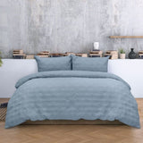 Ardor Carter Mineral Blue Embossed Vintage Washed Geometric Quilt Cover Set Queen V442-INT-QUILTCS-CARTER-MINERALBLUE-QS