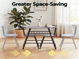 Artiss Oval Dining Table Set 3PC Space-Saving Bistro Kitchen Storage Wine Rack Grey DSET-D-OVAL-GR