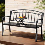 Gardeon Outdoor Garden Bench Seat Loveseat Steel Foldable Table Patio Furniture Black GB-STEEL-TABLE-C-BK