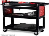 Bullet 3-Tier Steel Tool Trolley Cart, for Workshop, Mechanic, with Drawer, Pegboard, Screwdriver V219-STRTCTBU3BKA