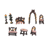 8PCS Fairy Garden Accessories Set Resin Miniature Table and Chairs Set Garden Furniture Ornaments V1294-YM0901-3115250003911