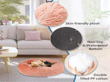 Plush Donut Faux Fur Calming Pet Nest - Salmon Pink - L V1181-ZP0099-L