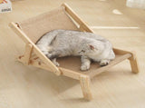 Adjustable Wooden Cat Lounge Chair - Comfortable Woven Hammock for Cats V888-ELOSUNG10733