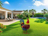 Whimsical Garden Rooster Statue, Hand-Painted Metal Accent, Rust-Resistant Iron Craftsmanship, V1192-AZ-W-24268
