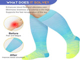 Pl Size Compression Socks for Women Men Wide Calf Extra Large 15-20 mmHg Knee High Sock for Nurses V1258-DP02-F-499