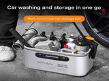 Grey Foldable Car Wash Storage Box - Large Capacity Waterproof EVA Organizer, Heavy Duty Handles, V888-ELOSUNG56471