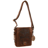 Jack's Inn Premium Blackthorne Crazy Horse Leather Crossbody Bag Vintage in Cognac V563-JACK-15-COGN