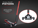 3 Ton Hydraulic Floor Jack 3T Trolley Low Profile Car Track Quick Lifting 75-500mm V379-3TLWPROJAC