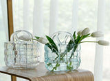 Glass Vase Transparent Hand Basket Living Room Flower Arrangement Creative Bag Fish Tank V1294-YM0521-230531MQ05-5
