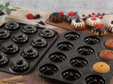 2 Pack Mini Fluted Cake Pan Set, 12 Cup Nonstick Carbon Steel Mold for Mini Cakes Muffins V1188-MS-721-034