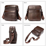 Cowhide Leather Messenger Bag For Men Travel Shoulder Crossbody Bag Waterproof Casual Sling Business V1369-AZ3-W-22283