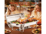 8 Qt 6 Pack Rectangle Chafing Dish Buffet Set Fullsize Pan Stainless Steel V952-ZFXBXGSTGK6JYRMTSV0