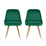 Artiss Dining Chairs Set of 2 Velvet Channel Tufted Green UPHO-D-DIN203C-VEL-GNX2