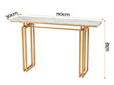 Artiss Console Table Hallway Entryway Table Marble Effect 110CM White & Gold MET-CST-02-MBWH