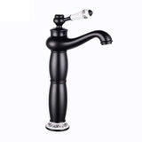 Copper Faucet for Bathroom Sink Hot & Cold Water Mixer, Vintage Retro Style, Deck-Mounted Basin V1107-113-87537-BLK-305MM