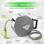 Garden Spray Gun Auto Rewind Wall Water Hose Mount Hose Reel 20M Retractable V465-66150