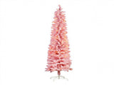 Christabelle 1.8m 6ft Pink Fairy Floss Christmas Tree Pre Lit RGB LED Flocked Slim Artificial I 112_WFLPF6