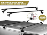 120cm Universal Rain Gutter Car Roof Rack Cross Bars Black Adjustable Brackets Large V610-ROORAC-RG-BLA-120-24
