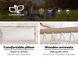 Gardeon Hammock Chair with Steel Stand Armrest Outdoor Hanging Cream HM-CHAIR-ARM-CREAM-X