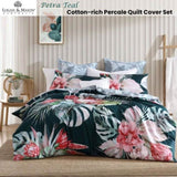 Logan and Mason Petra Teal Cotton-rich Percale Print Quilt Cover Set King V442-LED-QUILTCS-PETRA-TEAL-KI